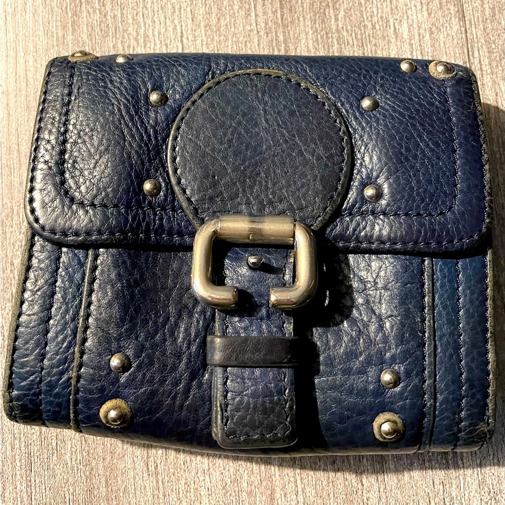 Chloe Navy Blue leather studded wallet
